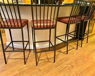 4 metal bar stools with custom cushions
