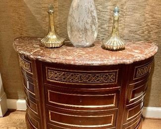 Vintage demilune console with marble top (2 of 2)