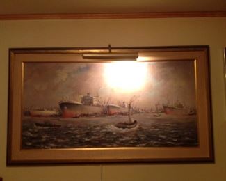 Navy Ships Original Oil Painting