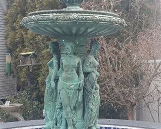 Impressive bronze fountain. Classical figures. Approx. 8 feet high.