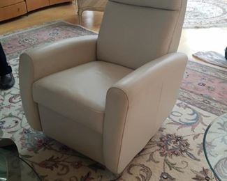 Pair of electronic leather recliners with remotes. Quality chairs. 
