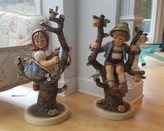 Jumbo Hummel Goebel Figurines. Apple Tree Boy and Girl.  32" high