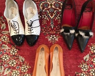 Dozens of shoes, dressy, casual, funky, some never worn