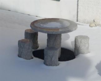 Granite small table and four granite stools