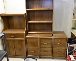 MICROWAVE STAND, FILE CABINETS