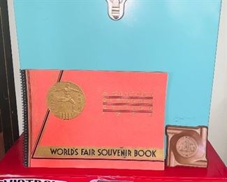 World's Fair Souvenir Book, Vtg. ash tray & Vtg. album case