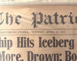 The Patriot - Greatest Steamship Hits Iceberg and Sinks; 1200, or More, Drown - Tuesday April 16, 1912 - full paper 