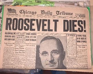 Chicago Daily Tribune - Roosevelt Dies! - Friday April 13, 1945 