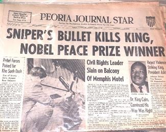Peoria Journal Star - Sniper's Bullet Kills King - Friday April 5th 1968