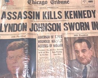 Chicago Tribune - Assassin Kills Kennedy - Sat. Nov. 23, 1963