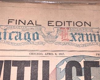 Chicago Examiner - April 6, 1917 - War With Germany - full news paper