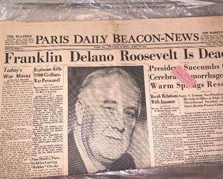 Paris Daily Beacon-News - Franklin Delano Roosevelt Is Dead - April 12, 1945