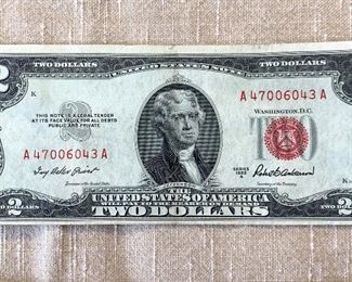 Vtg. 1953B $2.00 Bill