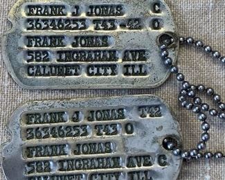 War Dog tags - Frank J Jonas 
