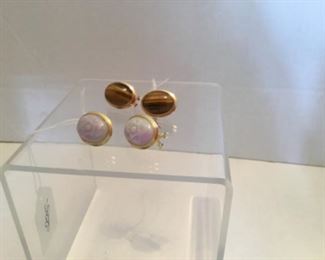 Lavender jade pair of earrings & tiger eye set of earrings