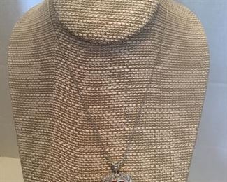 Necklace pendant- white 14 kt gold chain & diamond heart.