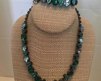Signed Regency set of rhinestone bracelet & necklace
