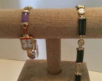 Lavender jade watch & green jade bracelet
