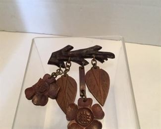 Wood brooch