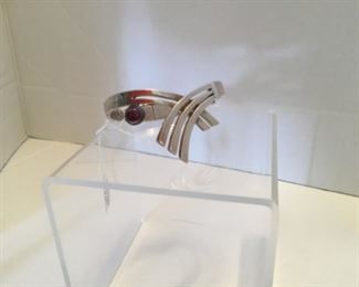 Sterling Modern bracelet with amethyst cabochon