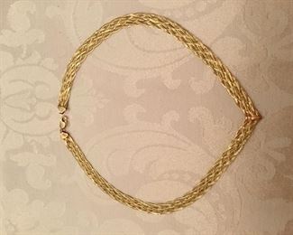 14kt yellow gold necklace flat rope - 15 grams - 16”