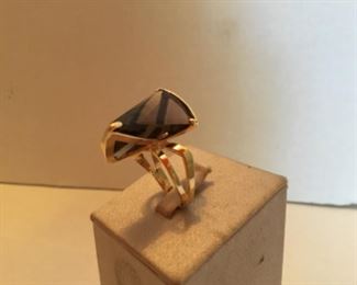 14kt yellow gold Smokey topaz modern ring