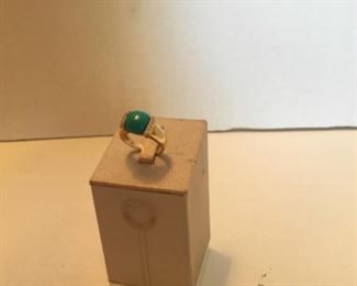14kt gold and simulated turquoise cabochon