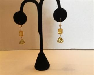 14kt gold pendant earrings peridot / citrine / diamonds