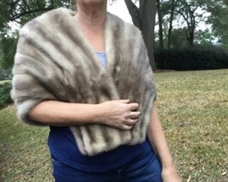Grey mink cape