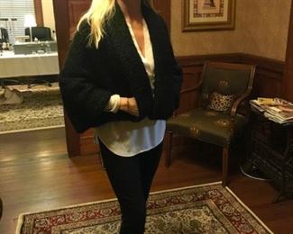 Black curled lamb shawl