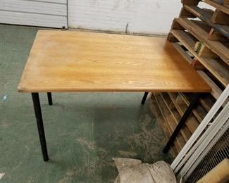 Oak style top Black metal frame small kitchen table 32" x 46"