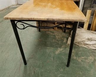 Oak style top Black metal frame small kitchen table 32" x 46"