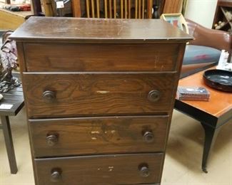 Vintage Solid Wood 3 Drawer Chest of Drawers 25"W x 15"D x 36"H