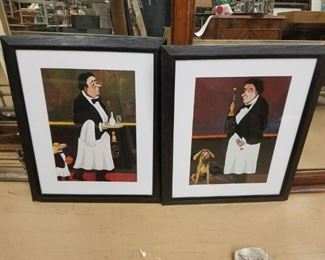 (2) Retired Best Friend Themed Waiter & Dog Signed Guy Buffet 
