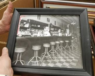 Assorted Vintage Framed Black & White Bar Scene Photos