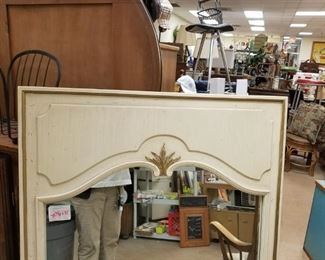 MCM Mid Century Cream Color Framed Mirror 32-3/8"W x 51"H