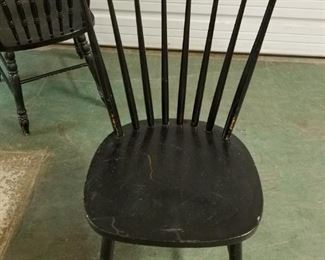 Black Painted Wood Spindle Back Side Chair