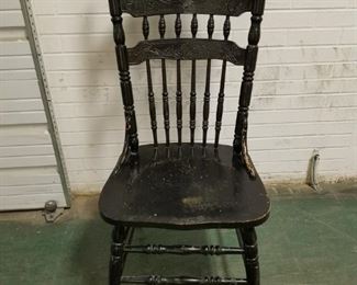 Vintage Style Black Painted Wood Spindle Back Side Chair