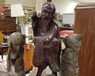 Antique Carved Asian & African Statues
