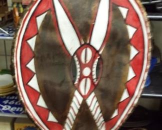 Authentic Hand Painted African Animal Hide Shield