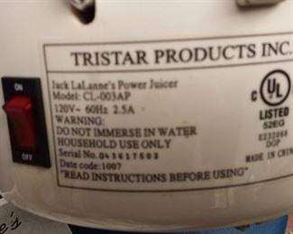Jack La Lane's Power Juicer  Model# CL-001AP 120v 