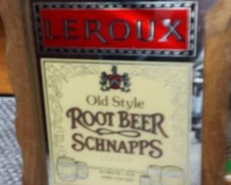 Vintage Framed Leroux Old Style Root Beer Schnapps Mirror
