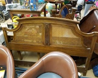 Solid Wood with Wicker Insert Full size Headboard