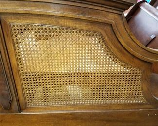 Solid Wood with Wicker Insert Full size Headboard