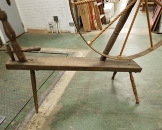 Antique Wood Spinning Wheel Approx 39"W