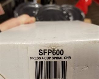 New in Box 4 & 8 Cup Spiral Chrome French Press Models SFP600 & SPF1000