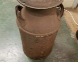 Vintage Metal Milk Jug with Lid