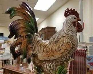 Colorful Large Ceramic Rooster (broken tail)