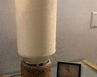 MID CENTURY CORK/CHROME TABLE LAMP