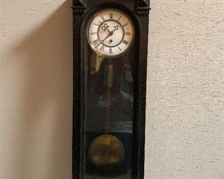 AUSTRIAN VIENNA REGULATOR LONG BASE WALL CLOCK CIRCA 1870-1890. EBONIZED, M. HERZ & SOHN.